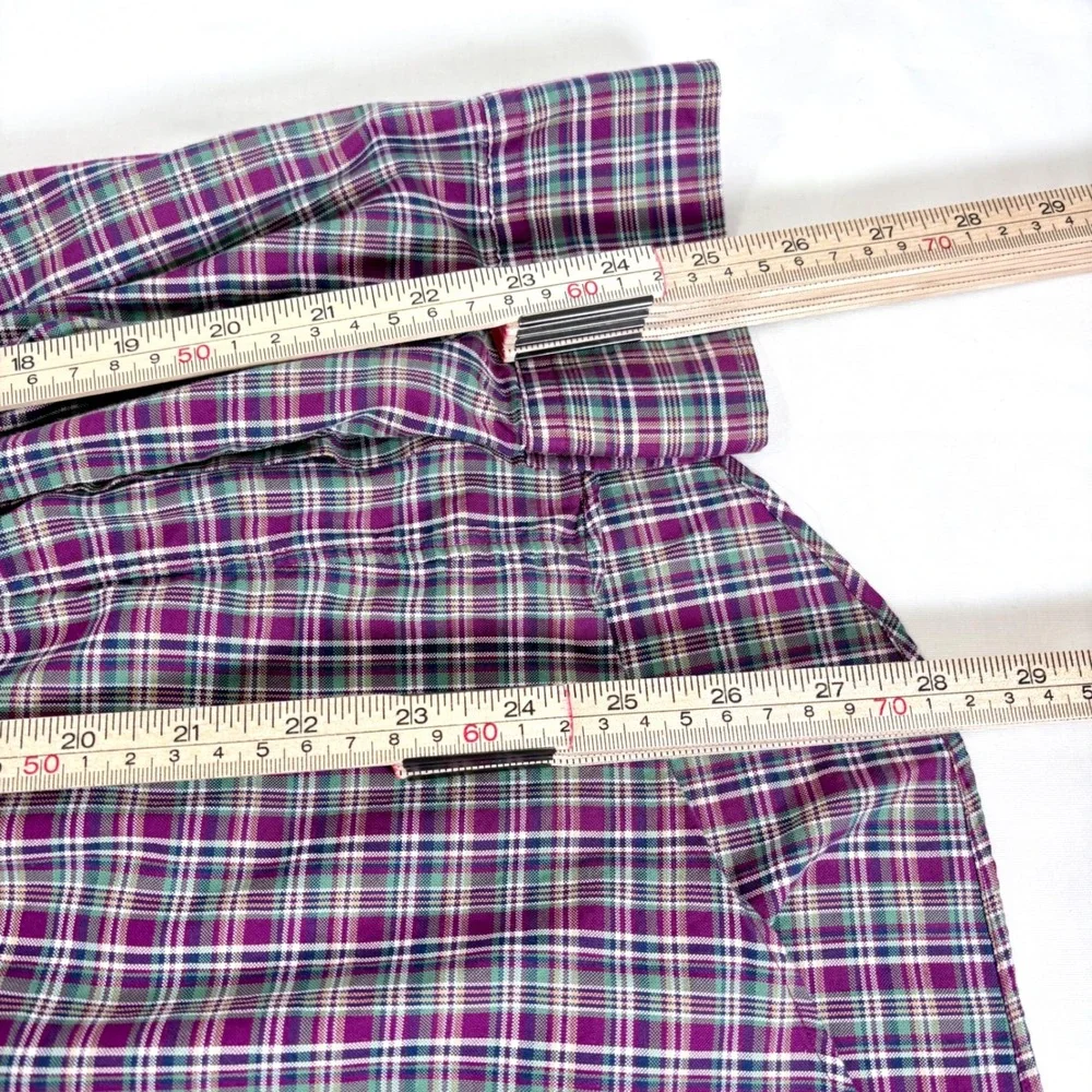 Polo Ralph Lauren Button Down Shirt Purple Green Plaid Cotton‎ Mens Large